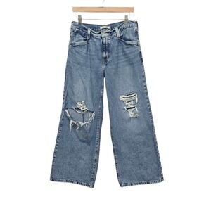 Levis 94 Baggy Wide Leg Distressed Jeans Medium Wash Womens Size 29x31